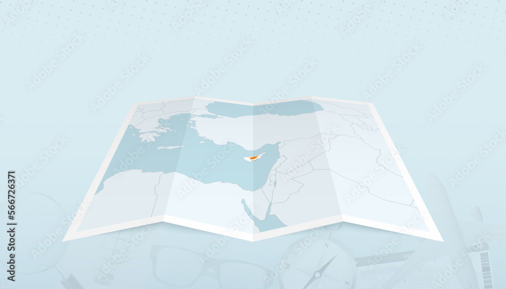 Map Of Cyprus With The Flag Of Cyprus In The Contour Of The Map On A Map Of Cyprus With The Flag Of Cyprus In The Contour Of The Map On A