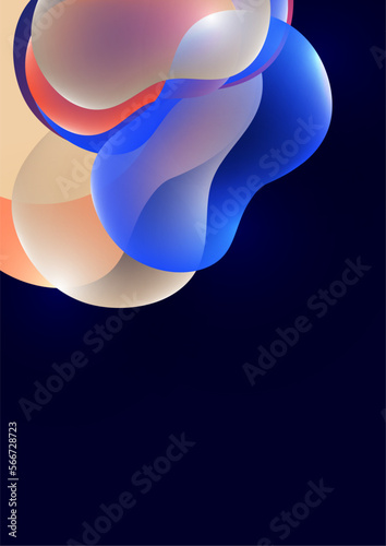 Bright colored fluid. Abstract 3d background. Liquid paints. Banner or sign design. Vector