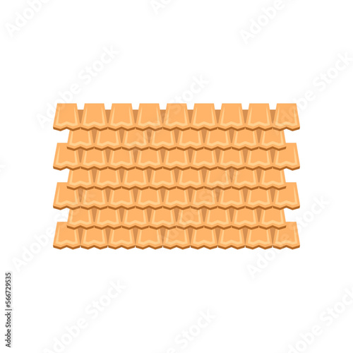 Beige ceramic roof shingles vector illustration. Cartoon drawing of profile sheets for house or home roof on white background. Construction, materials concept