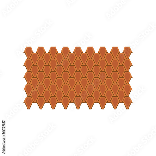 Brown metal shingles vector illustration. Cartoon drawing of metallic profile sheets for house or home roof on white background. Construction, materials concept