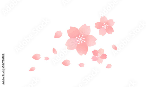 桜・桜ふぶきの水彩風イラスト