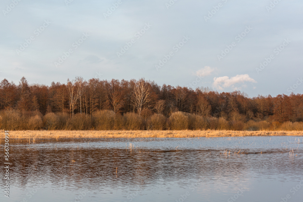 Lake landscapes from a boat in early Baltic spring Lake landscapes from a boat in early Baltic spring