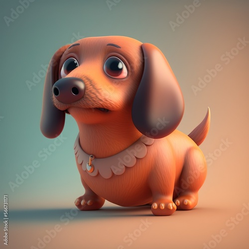 cute dog 3d illustration. generative ai