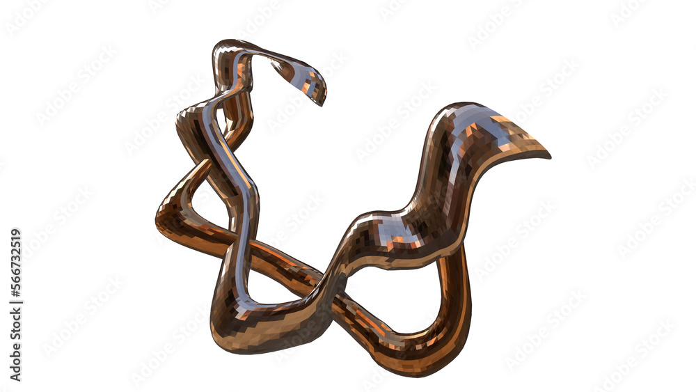 Obraz premium 3D figure. 3D render of abstract shapes, Abstract Bronze figures. golden figure