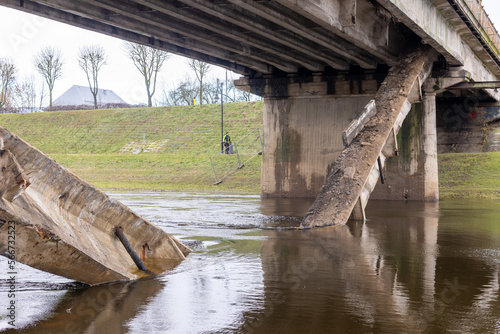 Part of the bridge structure collapsed in the city of Kėdainiai 01 31 2023