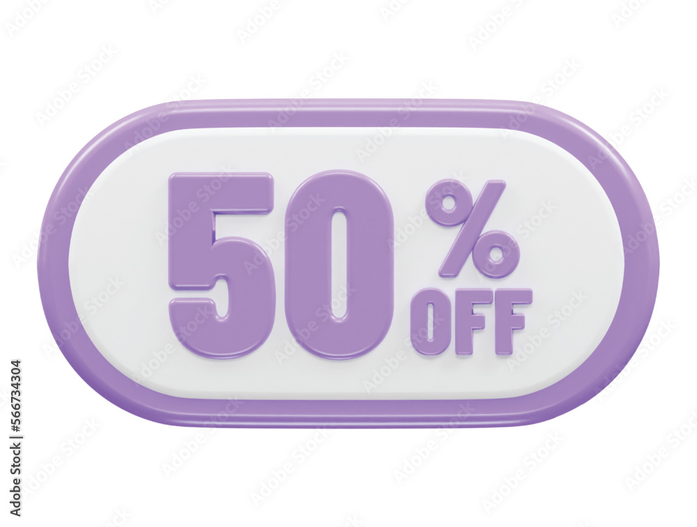 Discount sale percent icon 3d rendering transparent illustration