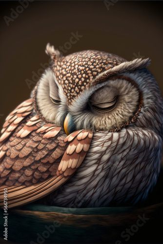 sleeping brown owl © Emi Art