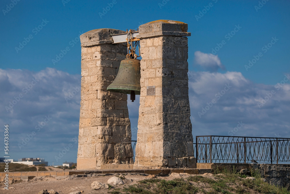 ell. A monument to the history of the city of Sevastopol, located in the Quarantine Bay of Chersonesos. Russia, Crimea, October