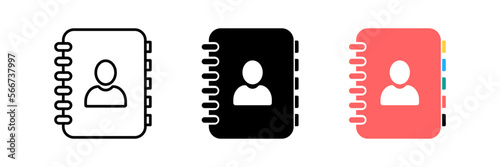 Address book icon. Contact note flat vector illustration on white background. eps 10