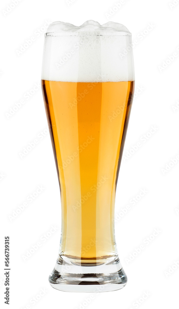 Glass of beer isolated on transparent background. Png format