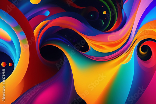 Colorful Trippy Psychedelic Abstract Background  Backdrop  Poster Banner or Flier With Space For Text - Generative AI