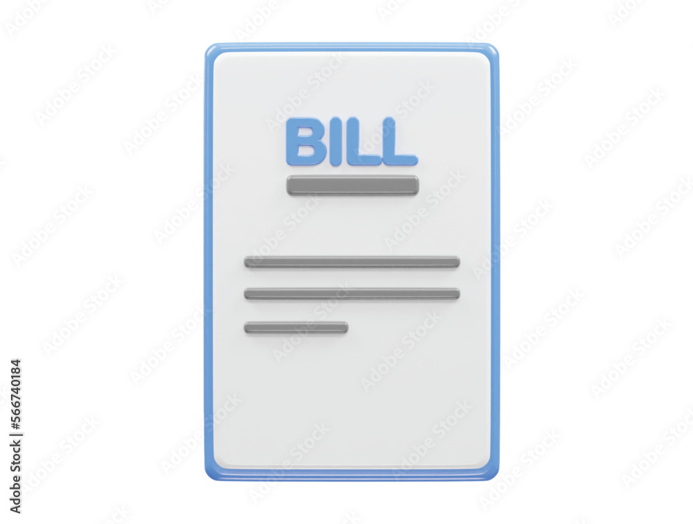 Bill icon 3d render illustration vector element Bill icon 3d render illustration vector element