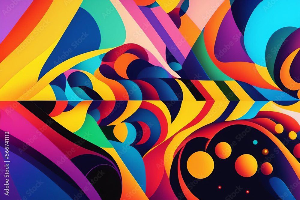 Colorful Trippy Psychedelic Abstract Background, Backdrop, Poster Banner or Flier With Space For Text - Generative AI Colorful Trippy Psychedelic Abstract Background, Backdrop, Poster Banner or Flier With Space For Text - Generative AI