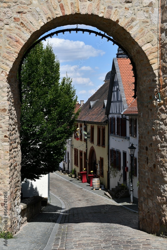 Blick durch den Roten Turm in die Altstadt von Kirchheimbolanden / Pfalz