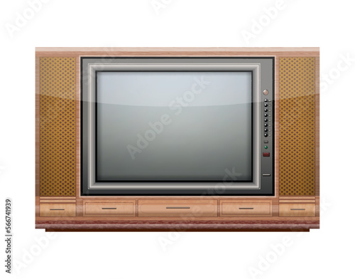 Old vintage TV isolated on white background