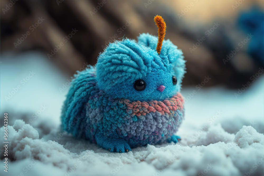 Winter minion - Mini creatures series - Miniature winter creature background wallpaper created with Generative AI technology