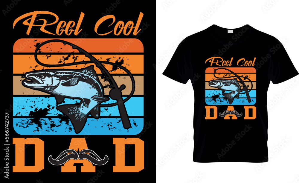 Reel Cool Dad t shirt design templet