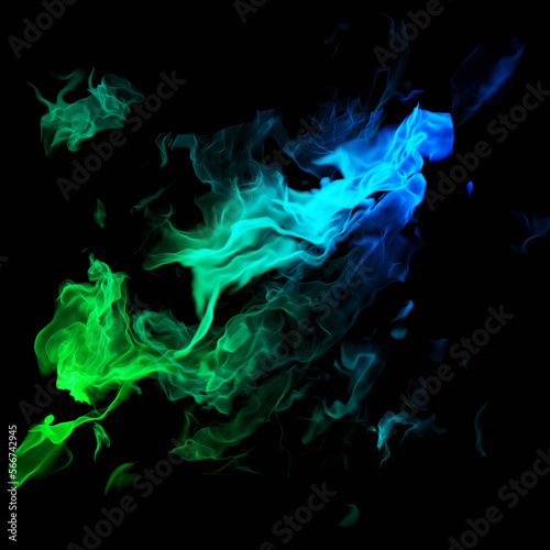 Green nebula smoke. Abstract fog 3d rendering