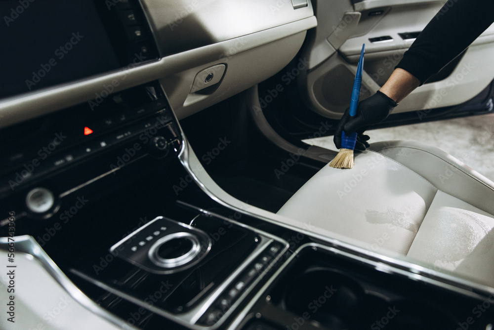 Fototapeta premium Professional dry cleaning of the car interior