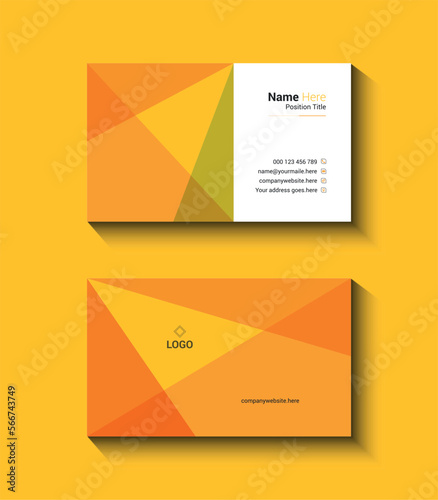 vector modern yellow professional business card template design  