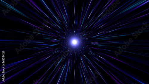 Принти на полотні Glow light core with neon color line particles overlay background