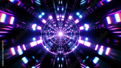 Shiny Neon light geometric background for psytrance music festival