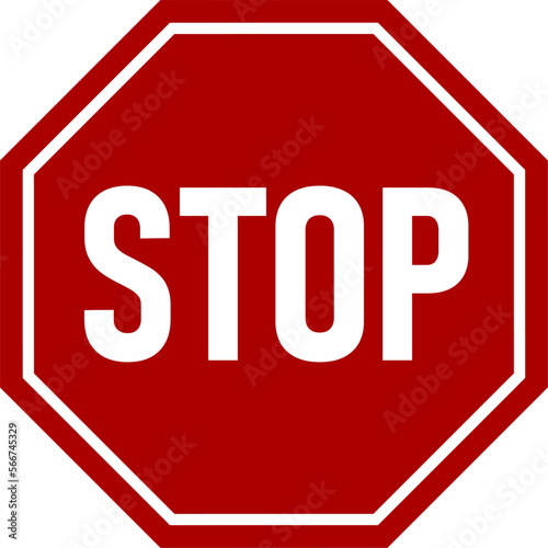 Stop Red Warning Sign Icon with an Octagonal Shape. Vector Image.