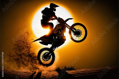 motocross motocilheta silhueta com por do sol ao fundo 