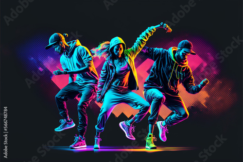 grupo de dança hip hop cartão grafite colorido 