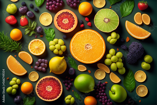 frutas diversas coloridas deliciosas, conceito de alimentação natural 