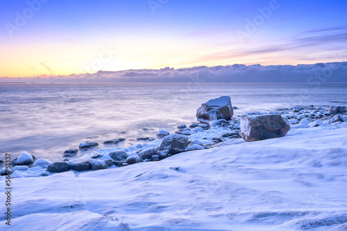 Freezing sea in cold winter morning