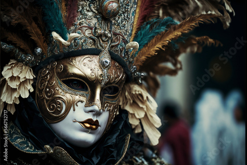carnival party with beautiful masks, Generative AI