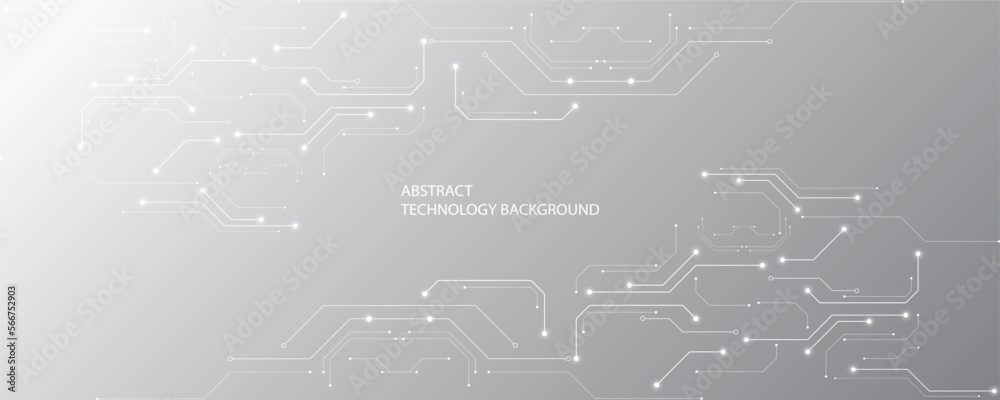 Grey white Abstract technology background, Hi-tech digital connect, Communication, High technology concept, Science background