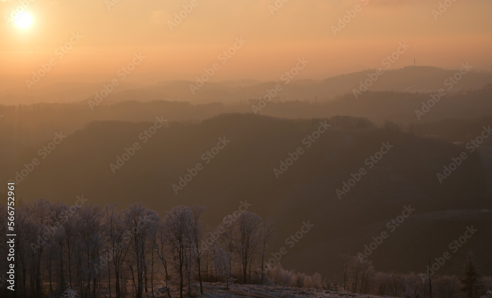 Evening winter sunset in Gummersbach