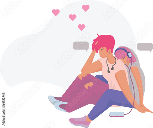 LGBT couple spending time together, listening music © Ana