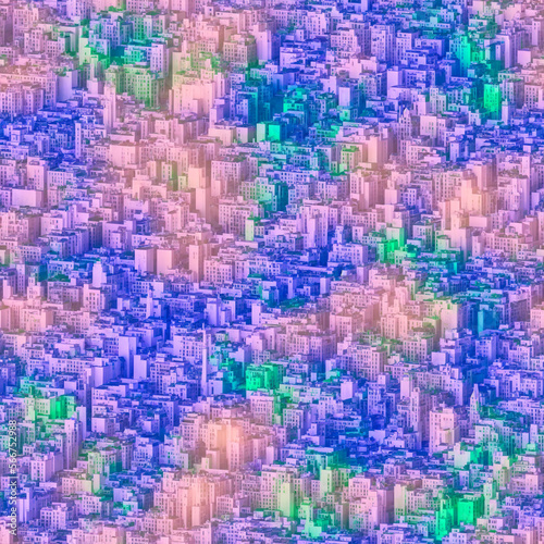 Colorful Urban Seamless Pattern. Cityscape Tile Texture For Web and Print Ai Generative © vitpluz