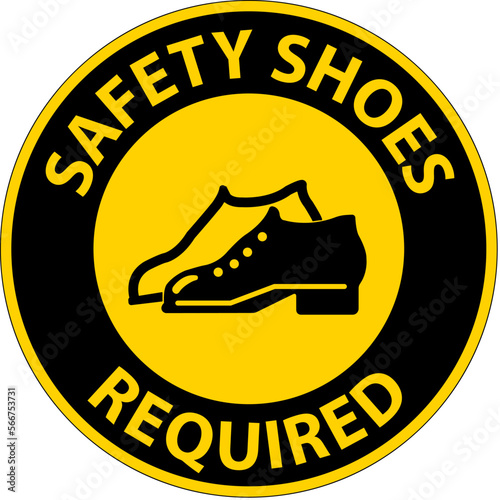 Label Floor Sign, Safety Shoes Required