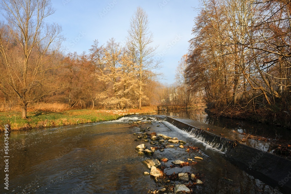 Winter landscape with a quiet river