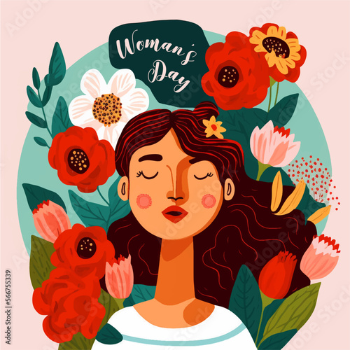 Beautiful girls in vector watercolor style for women s day on March 8