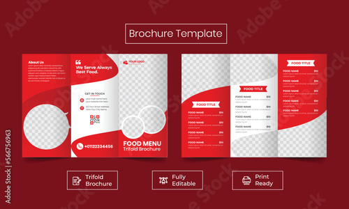 Business Trifold brochure template design, pizza burger catalog design