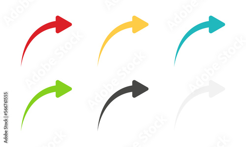 Arrow icon set. Colored arrow symbols. Arrow of different types. Arrow isolated vector graphic elements.