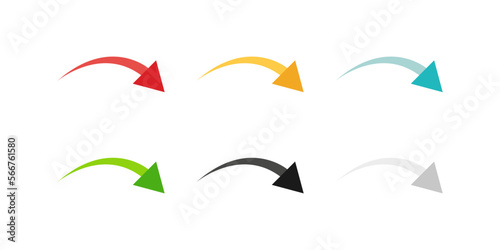 Arrow icon set. Colored arrow symbols. Arrow of different types. Arrow isolated vector graphic elements.