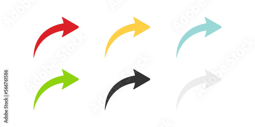 Arrow icon set. Colored arrow symbols. Arrow of different types. Arrow isolated vector graphic elements.