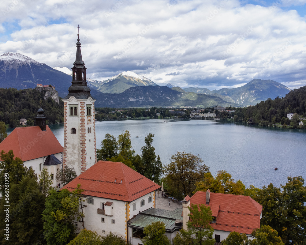 View on Bled lake in Slovenia