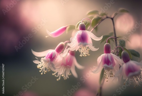pink fuchsia flower in mist, Generative Ai  © QuietWord