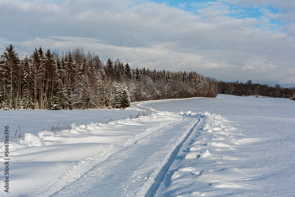 sunny, snowy winter day in the countryside sunny, snowy winter day in the countryside