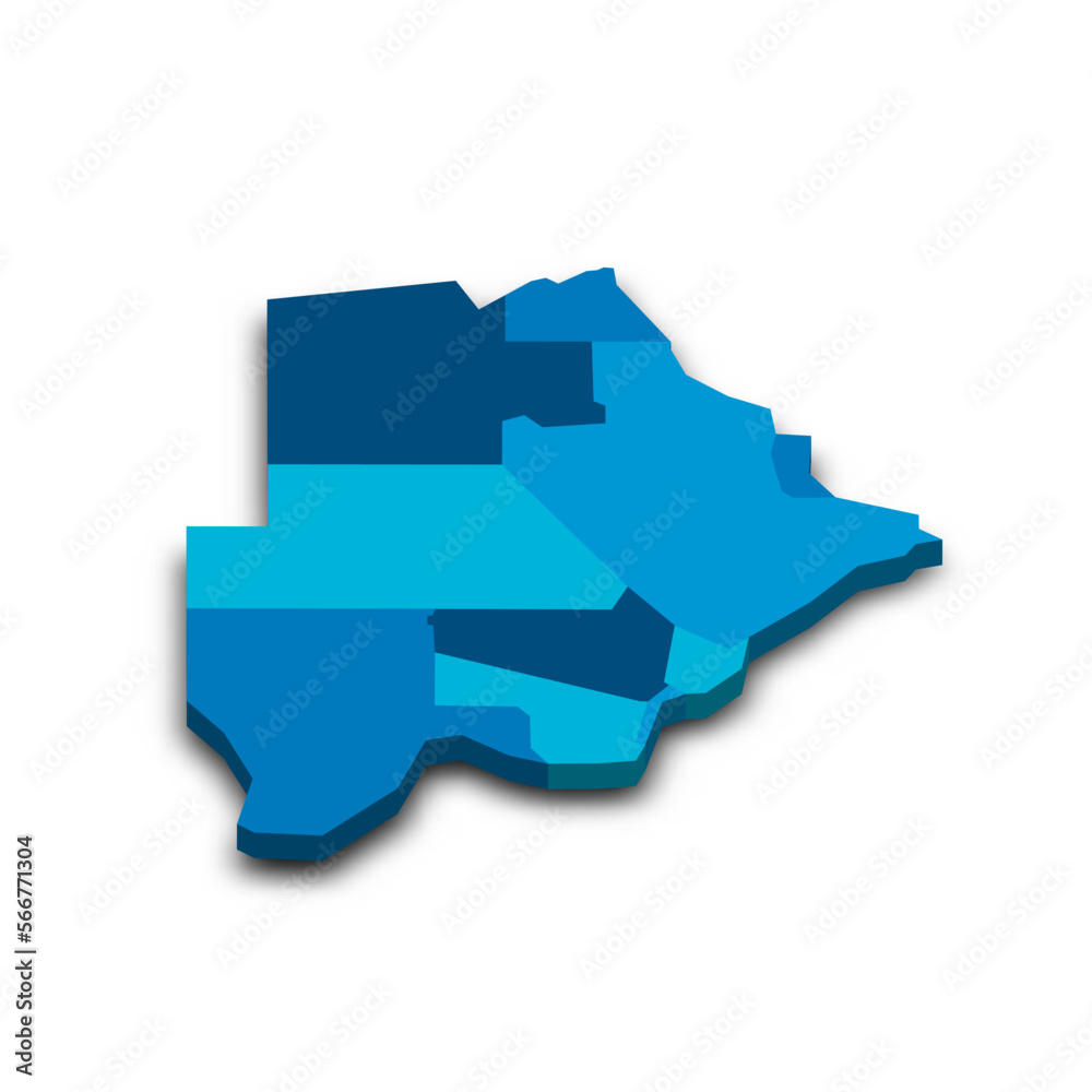 Botswana political map of administrative divisions