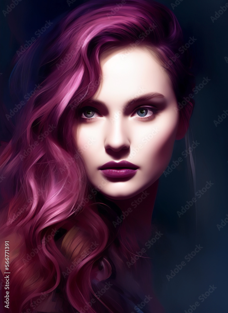 custom made wallpaper toronto digitalArtistic portrait of a beautiful woman with purple hair