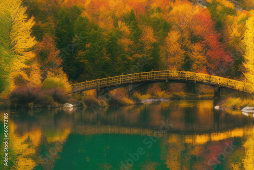 Forest bridge during autumn