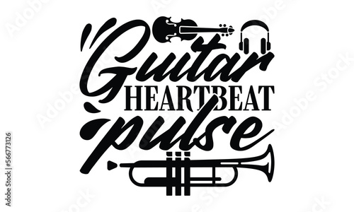 Guitar Heartbeat Pulse, Playing musical instruments t-shirt design, Colorful flat isolated templates vector illustration for plotter and laser cutting, svg, For stickers, Rock, mugs, etc, EPS 10